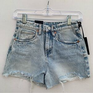 Blank NYC Women’s Blue Jean Shorts Ultra High-Waisted Distressed The Reeve Sz 24